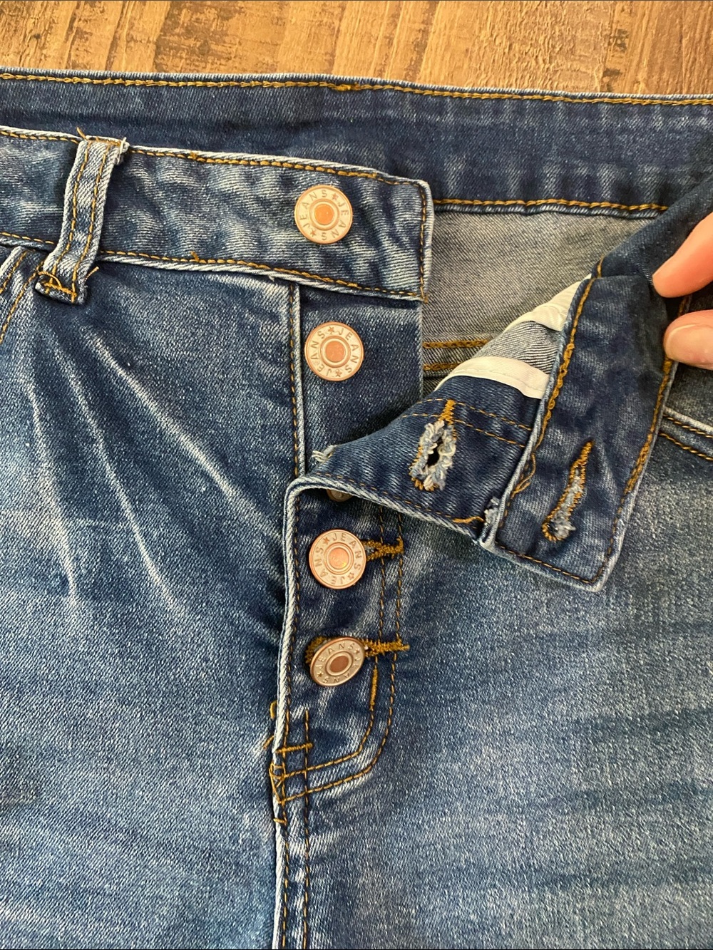 Mid Rise Button-Fly Denim Shorts - Picture 2 of 10